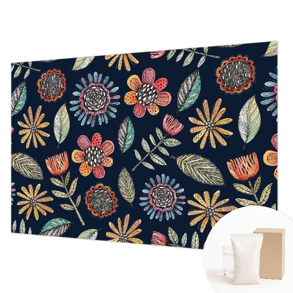 Wallpaper mural with a floral mosaic design
