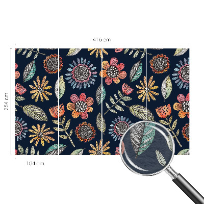 Wallpaper mural with a floral mosaic design