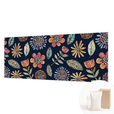 Wallpaper mural with a floral mosaic design