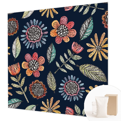 Wallpaper mural with a floral mosaic design