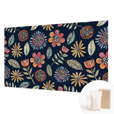 Wallpaper mural with a floral mosaic design