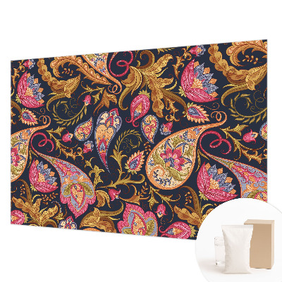 Wall mural for living room with a colorful paisley pattern