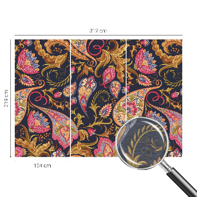 Wall mural for living room with a colorful paisley pattern