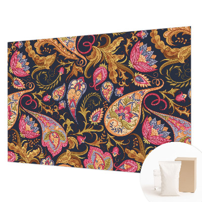 Wall mural for living room with a colorful paisley pattern