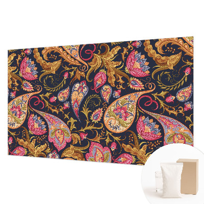 Wall mural for living room with a colorful paisley pattern