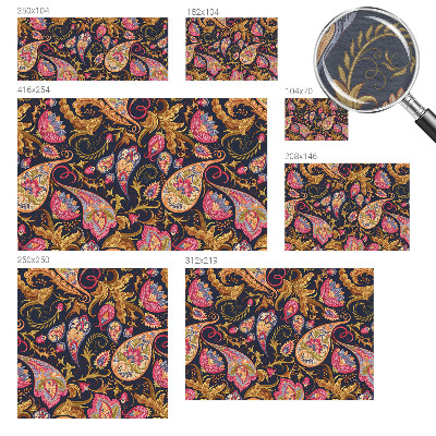 Wall mural for living room with a colorful paisley pattern