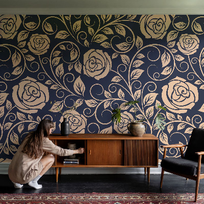 Bedroom wall mural wallpaper with a romantic floral design