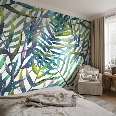 Wallpaper mural for living room with an exotic vegetation motif