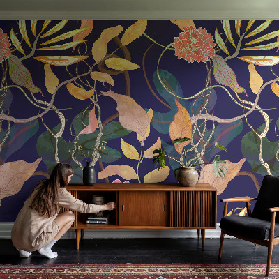 Large wall mural with an elegant botanical design