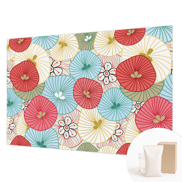 Large wallpaper mural with a floral pattern