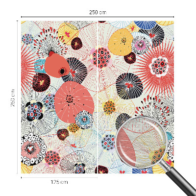 Custom size wall mural with a colorful floral design