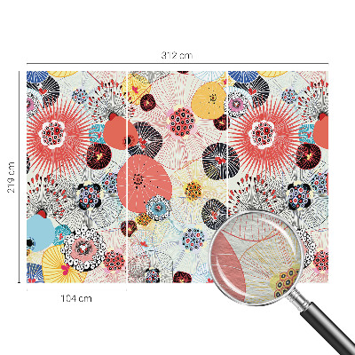 Custom size wall mural with a colorful floral design