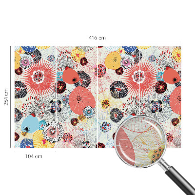 Custom size wall mural with a colorful floral design