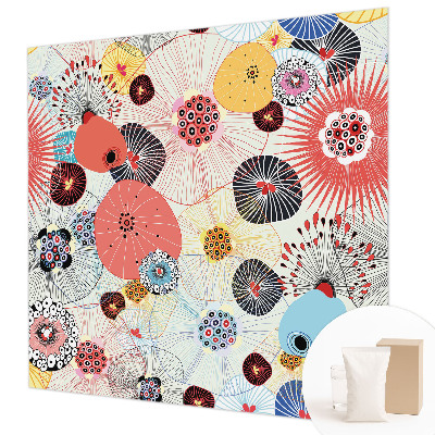 Custom size wall mural with a colorful floral design