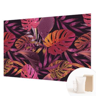 Modern wall mural for living room with an exotic leaves design