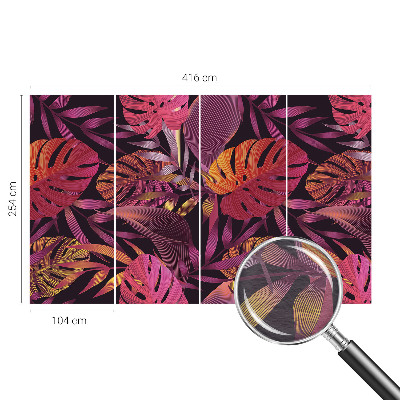 Modern wall mural for living room with an exotic leaves design