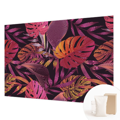 Modern wall mural for living room with an exotic leaves design