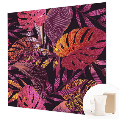 Modern wall mural for living room Exotic leaves
