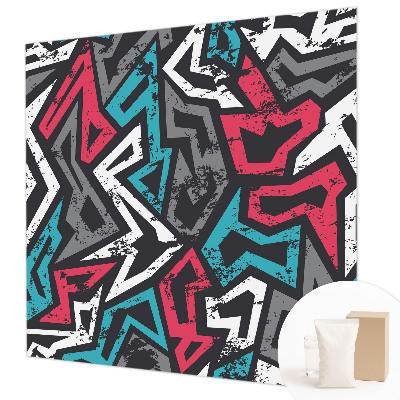 Decorative wall mural for living room with an abstract mosaic design