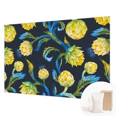 Photo wall mural with a botanical design featuring lush green plants