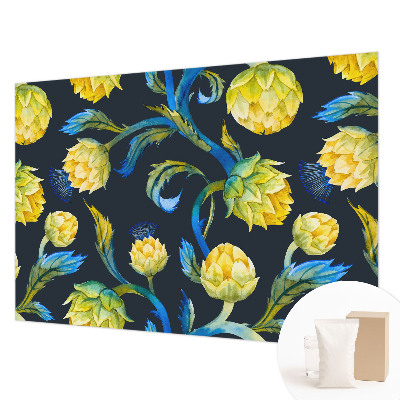 Photo wall mural with a botanical design featuring lush green plants