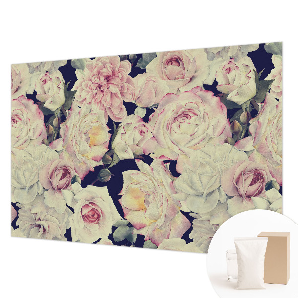 Large wall mural with a flower bouquet design