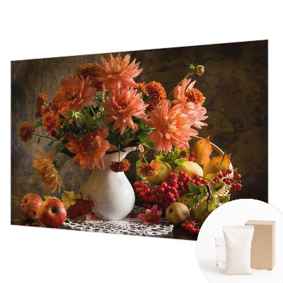 Large wallpaper mural with an autumn composition