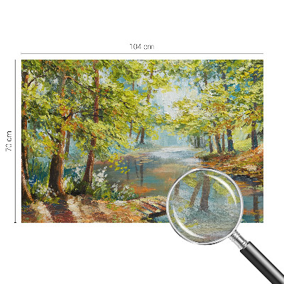 Large wall mural wallpaper featuring an idyllic lake scene