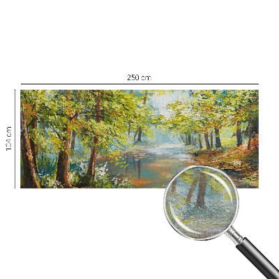 Large wall mural wallpaper featuring an idyllic lake scene