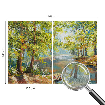 Large wall mural wallpaper featuring an idyllic lake scene