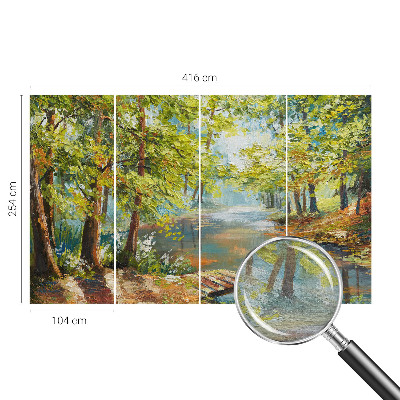 Large wall mural wallpaper featuring an idyllic lake scene