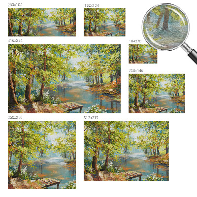 Large wall mural wallpaper featuring an idyllic lake scene