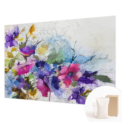 Modern wall mural with an abstract floral design