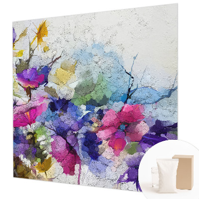 Modern wall mural with an abstract floral design