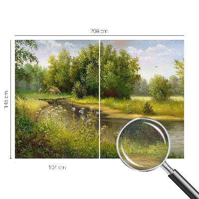 Modern wall mural for living room featuring a rural landscape motif