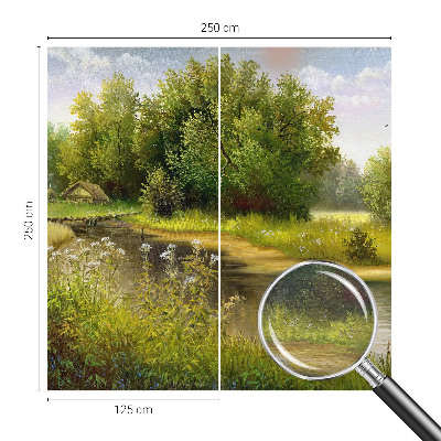Modern wall mural for living room featuring a rural landscape motif