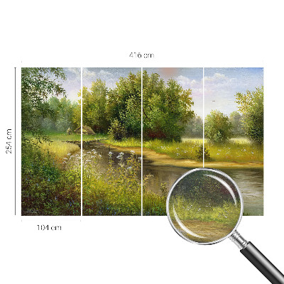 Modern wall mural for living room featuring a rural landscape motif