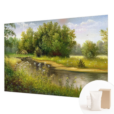 Modern wall mural for living room featuring a rural landscape motif