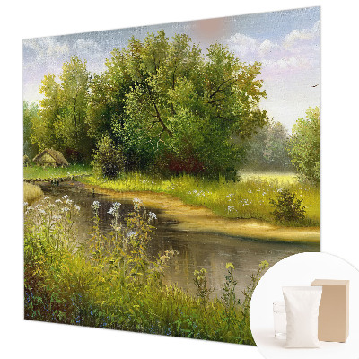 Modern wall mural for living room featuring a rural landscape motif