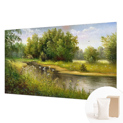 Modern wall mural for living room featuring a rural landscape motif