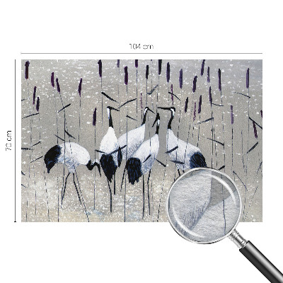 Decorative wall mural for living room with a harmonious cranes design