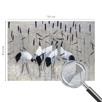 Decorative wall mural for living room with a harmonious cranes design