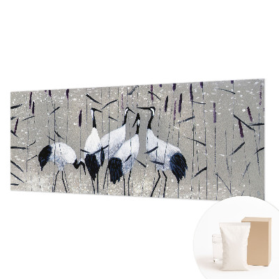 Decorative wall mural for living room with a harmonious cranes design