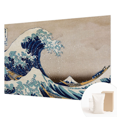 Non-woven wall mural with a dramatic wave design