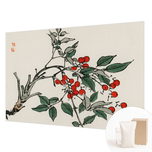 Wall mural for living room with a sprig of berries design