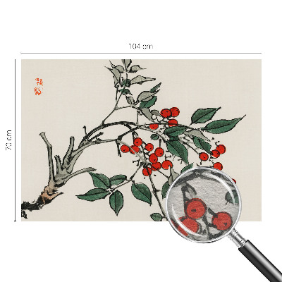 Wall mural for living room with a sprig of berries design