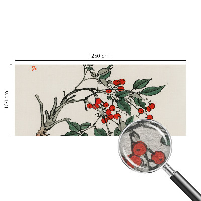 Wall mural for living room with a sprig of berries design