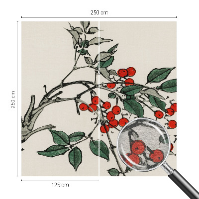 Wall mural for living room with a sprig of berries design