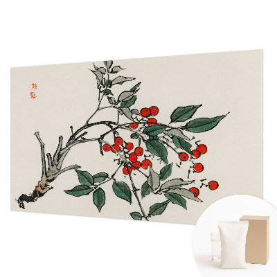 Wall mural for living room with a sprig of berries design
