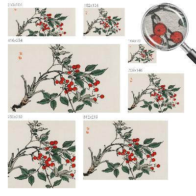 Wall mural for living room with a sprig of berries design